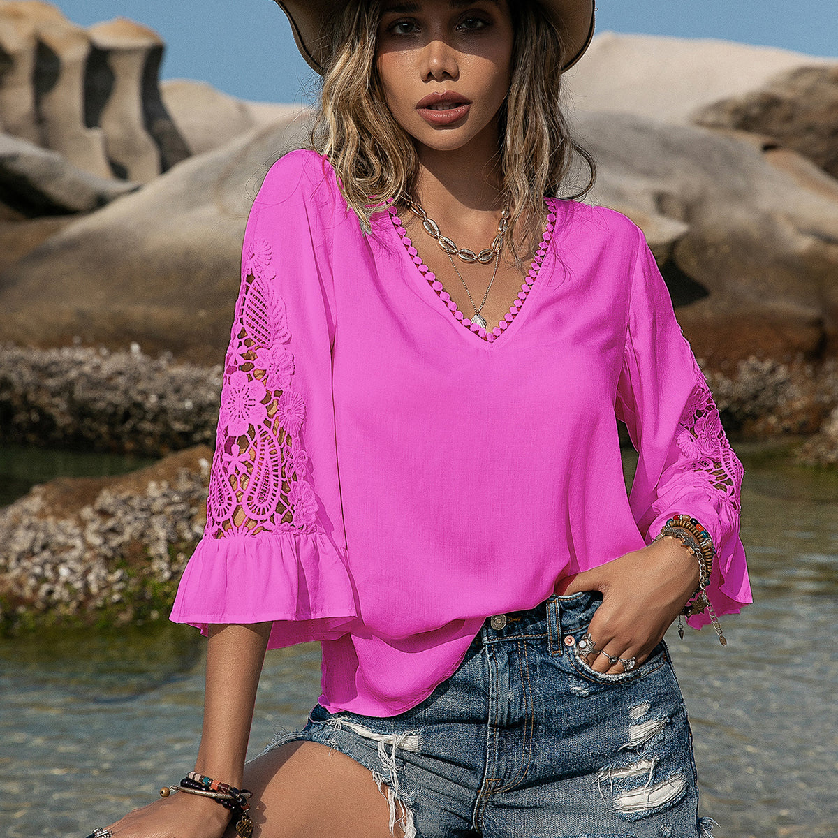 Blouse Simple Simple Summer All Match Women Top