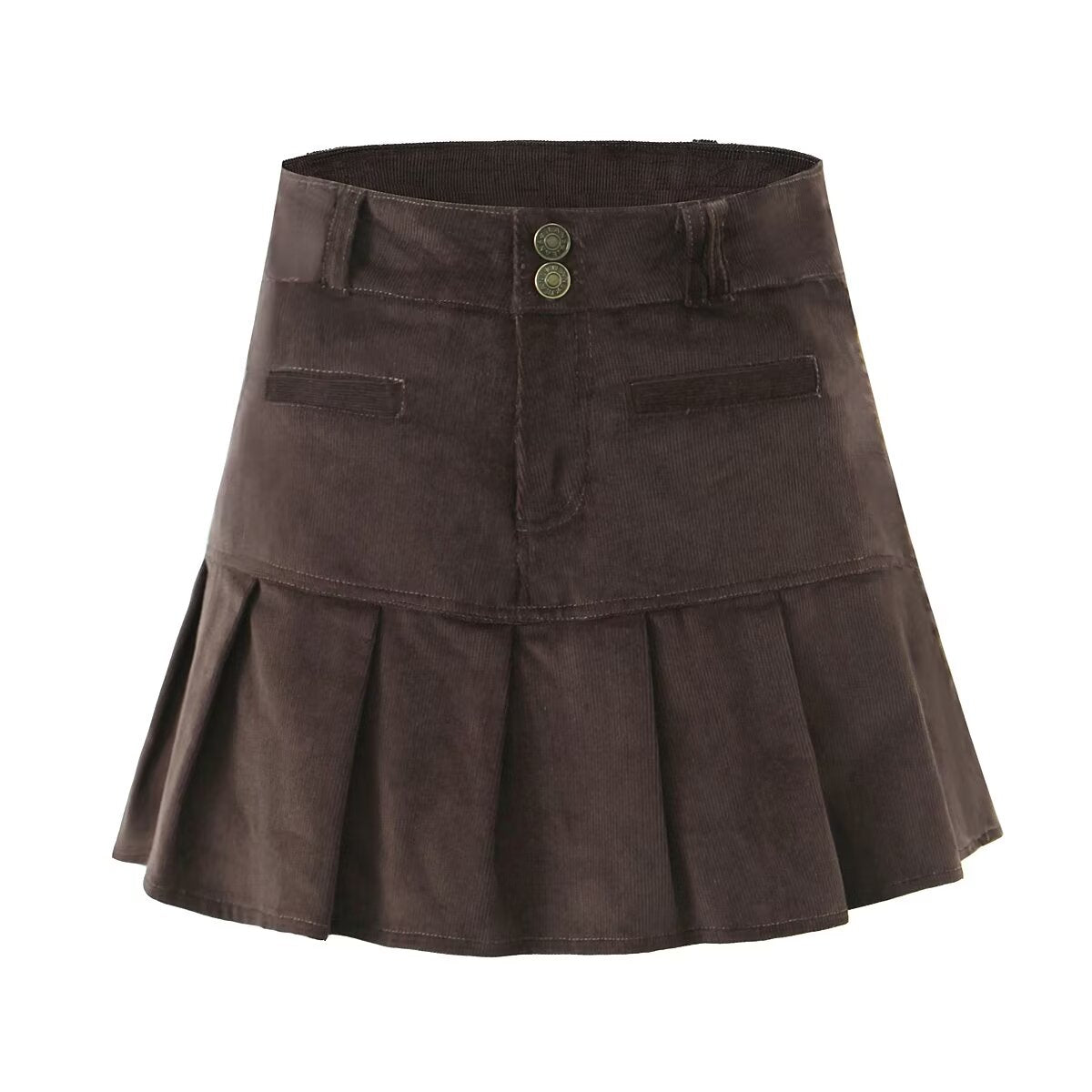 Jupe en velours côtelé pour femme, été, sexy, opaque, taille haute, fourreau, plissée, jupe trapèze