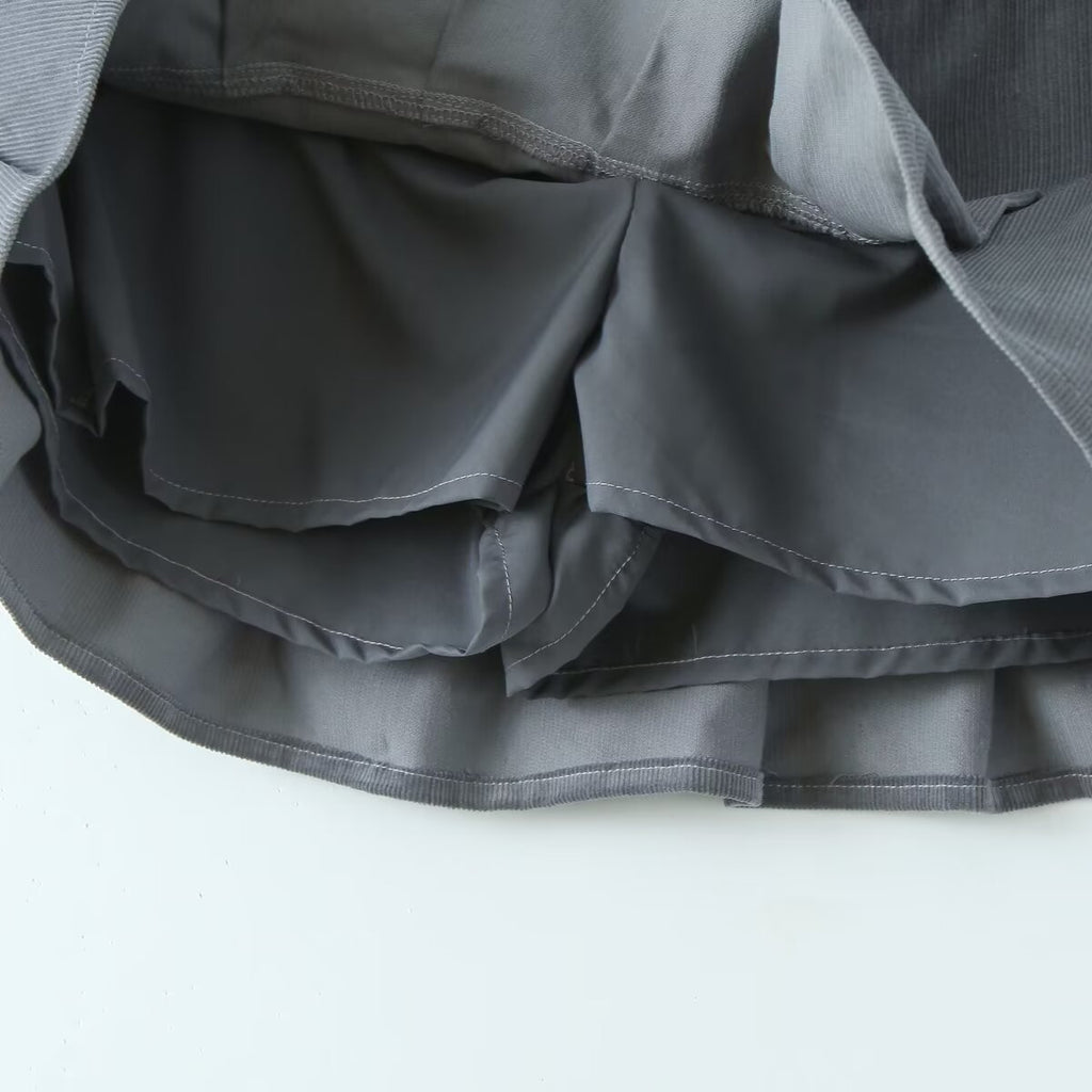 Falda de pana para mujer, de verano, sexy, antiexposición, cintura alta, corte A, plisada