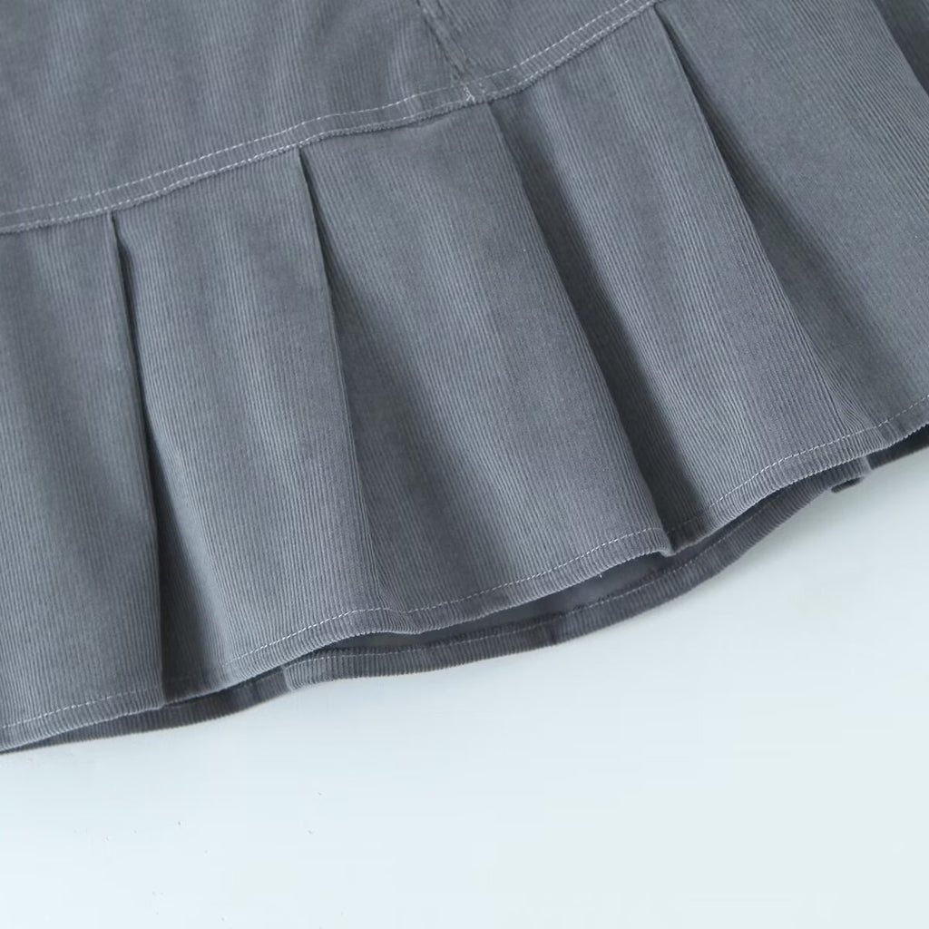 Falda de pana para mujer, de verano, sexy, antiexposición, cintura alta, corte A, plisada