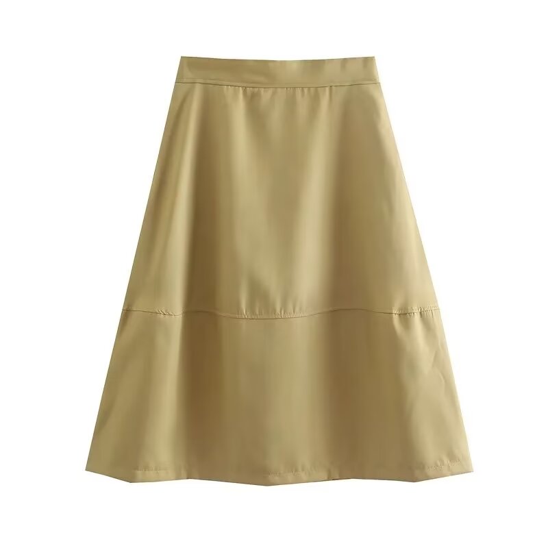 Falda paraguas de bolsillo informal de tres colores para mujer de otoño