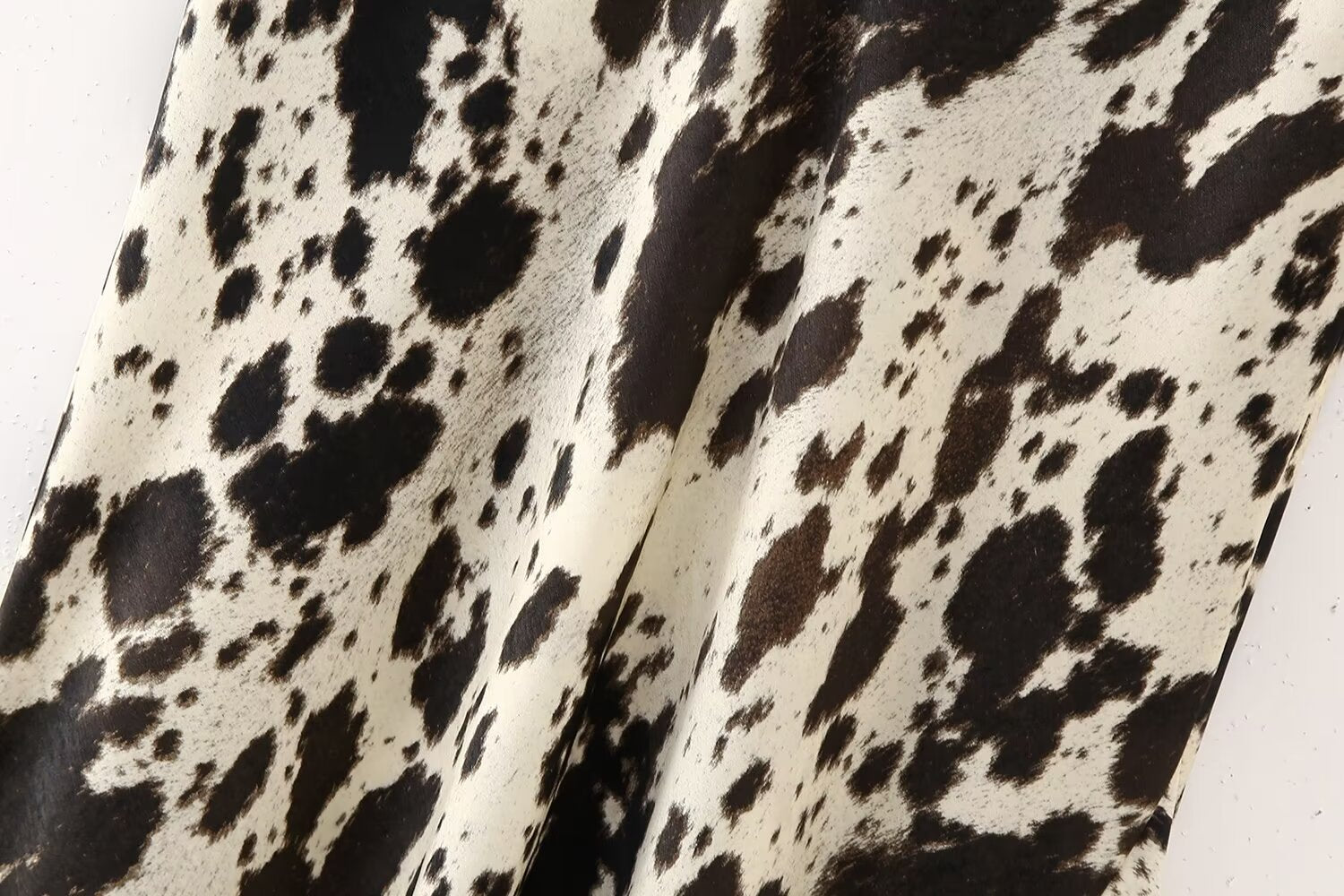 Women Clothing Animal Pattern Printed Silk Satin Texture Midi Dress