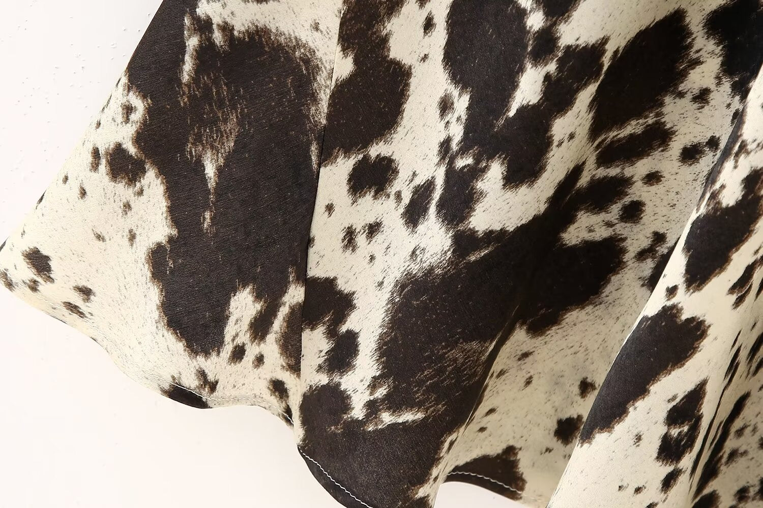 Women Clothing Animal Pattern Printed Silk Satin Texture Midi Dress