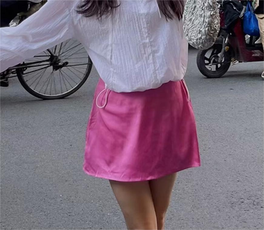 Spring Summer Women Semi Elastic Waist Classic Vacation Slimming Anti-Emptied Skirt