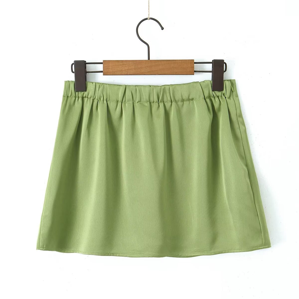 Spring Summer Women Semi Elastic Waist Classic Vacation Slimming Anti-Emptied Skirt