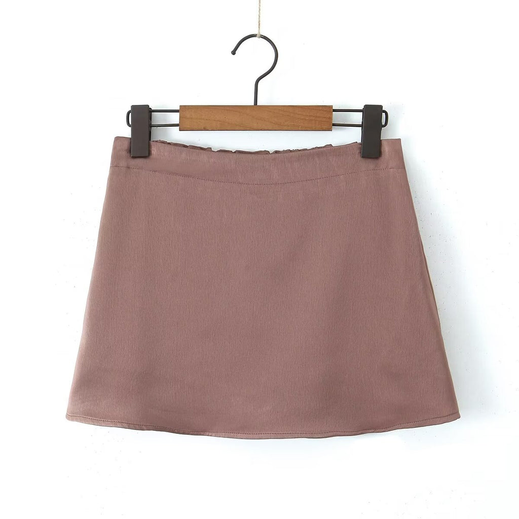 Spring Summer Women Semi Elastic Waist Classic Vacation Slimming Anti-Emptied Skirt