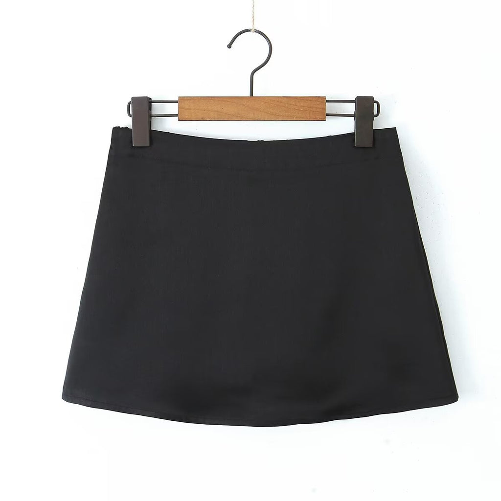 Spring Summer Women Semi Elastic Waist Classic Vacation Slimming Anti-Emptied Skirt