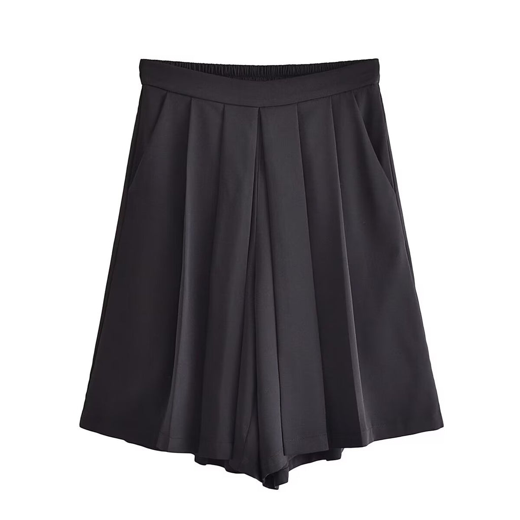 Spring Women Street Pleated Loose Long Culottes