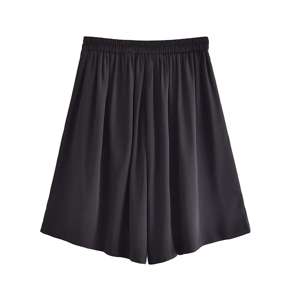 Spring Women Street Pleated Loose Long Culottes