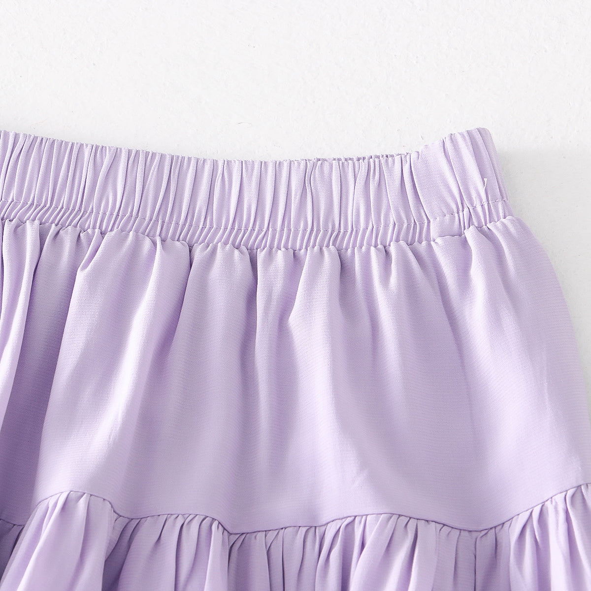 Summer Short Pleated Stitching Casual A line Skirt High Waist Elastic Waist Casual Skirt