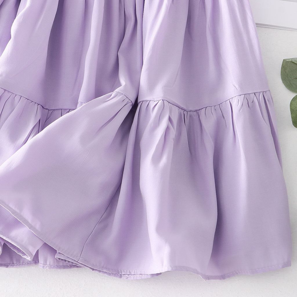 Summer Short Pleated Stitching Casual A line Skirt High Waist Elastic Waist Casual Skirt