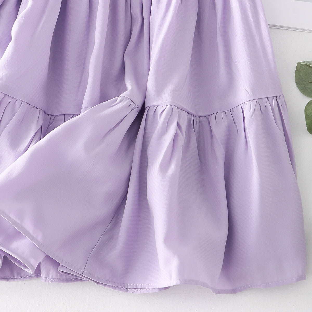 Summer Short Pleated Stitching Casual A line Skirt High Waist Elastic Waist Casual Skirt