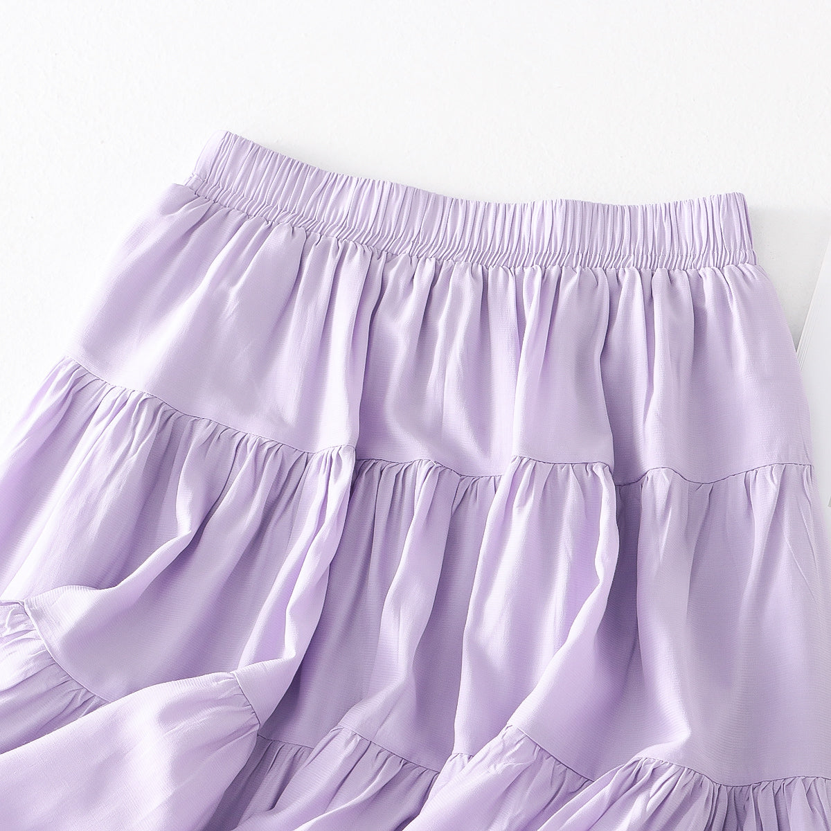 Summer Short Pleated Stitching Casual A line Skirt High Waist Elastic Waist Casual Skirt