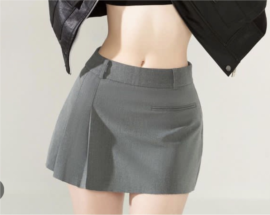 Spring Black High Waist Slimming Skirt Pleated Skirt Skirt Women