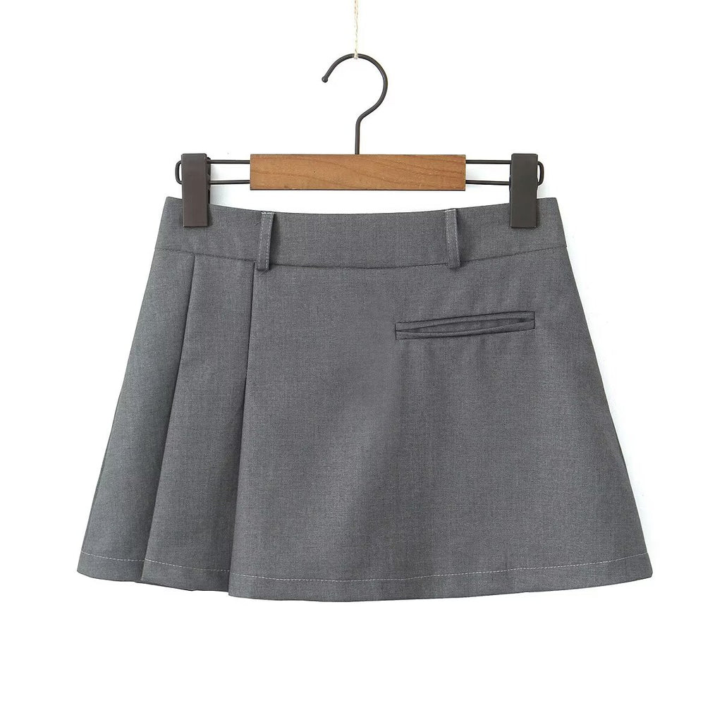 Spring Black High Waist Slimming Skirt Pleated Skirt Skirt Women