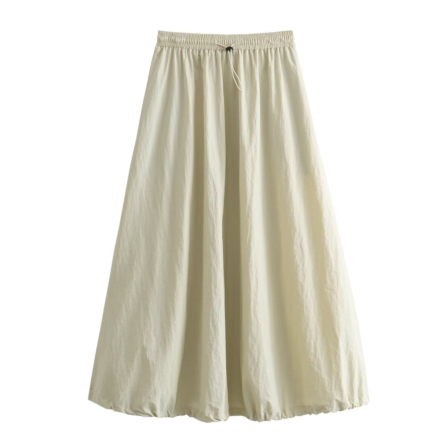 Spring Women Clothing Wind Speed Dry Tooling Large Swing Drawstring Bud Elastic Waist Skirt