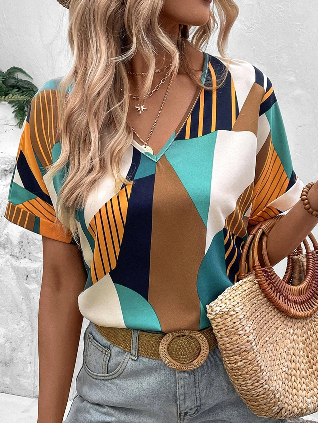 Geometric Print Short Sleeve Shirt