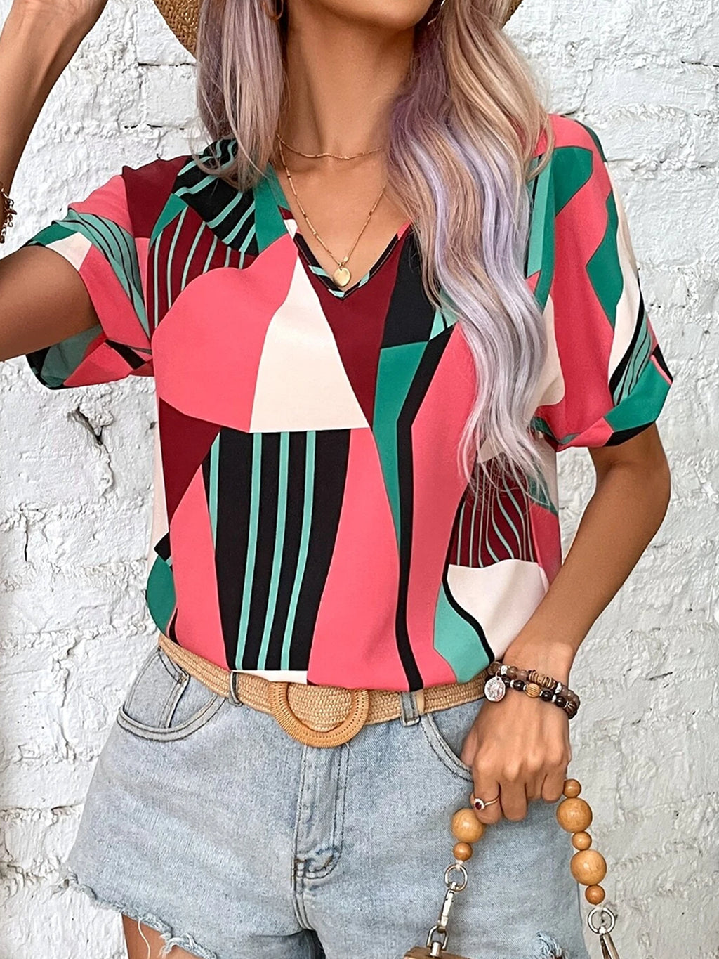 Geometric Print Short Sleeve Shirt