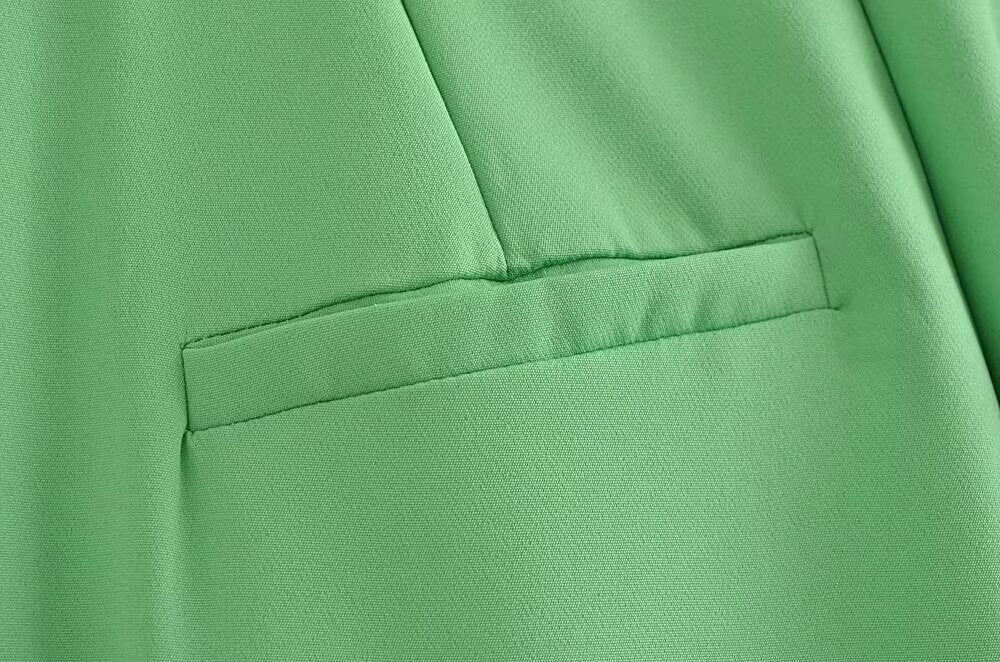 Women Summer Green High Waist Stand Pleated Wide Leg Pants Work Pant