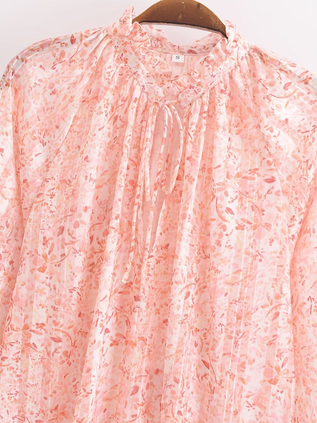 Spring Lace V Neck Stand Collar Long Sleeve Shirt