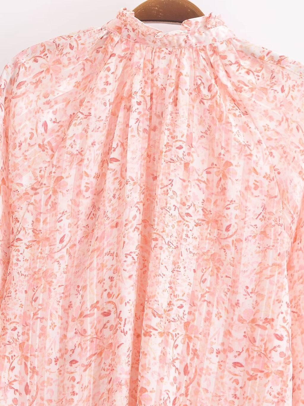 Spring Lace V Neck Stand Collar Long Sleeve Shirt