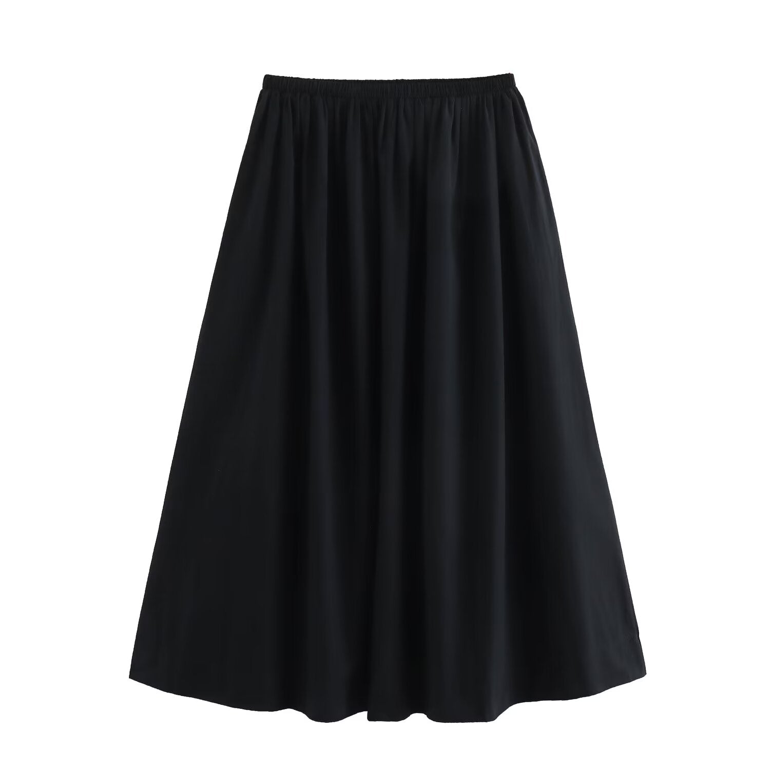 Summer Simple Casual Big Pear Friendly Umbrella Skirt Women Elastic Waist Loose Fitting Mid Length Dress