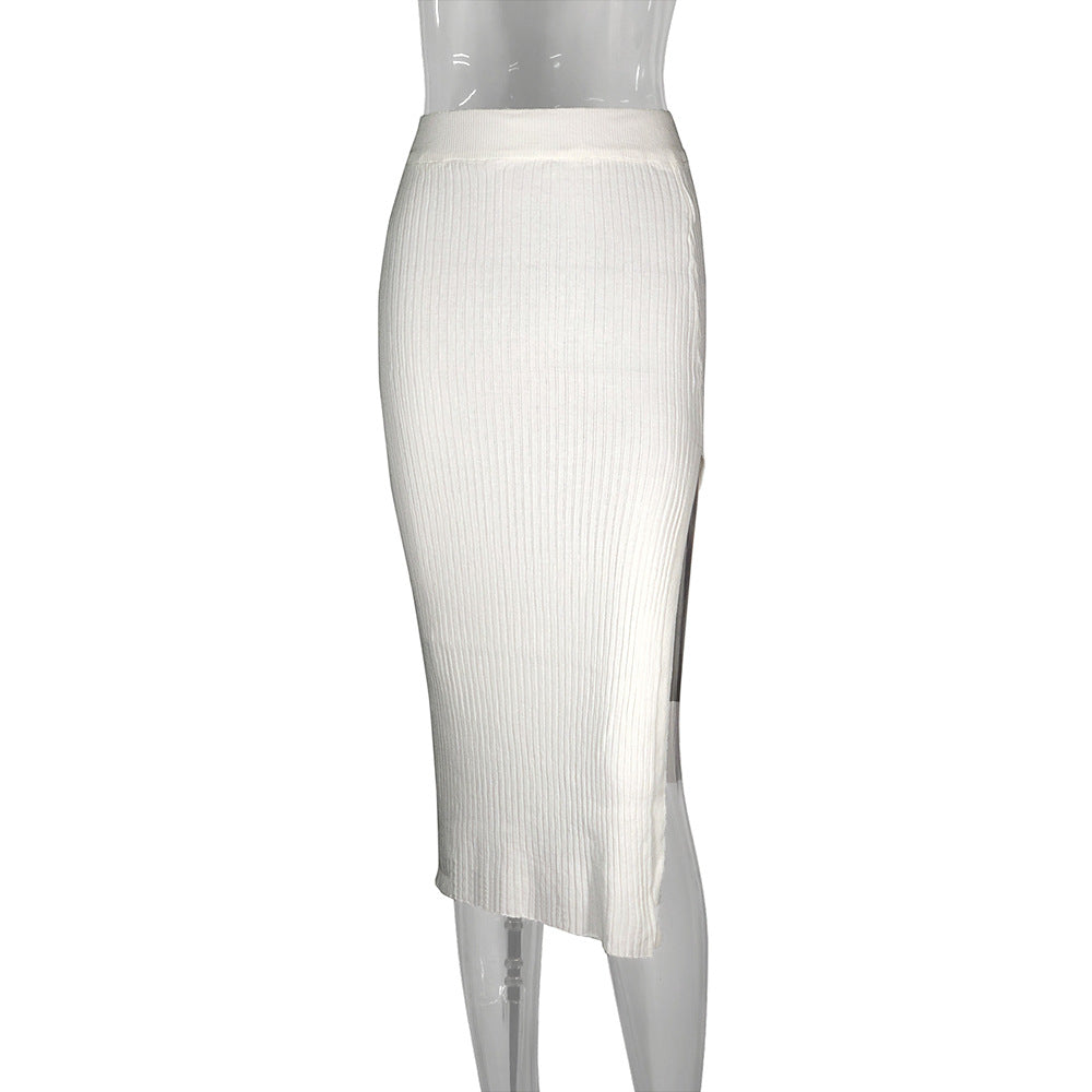 Summer Knitted Internet Celebrity Split Skirt Women Skirt