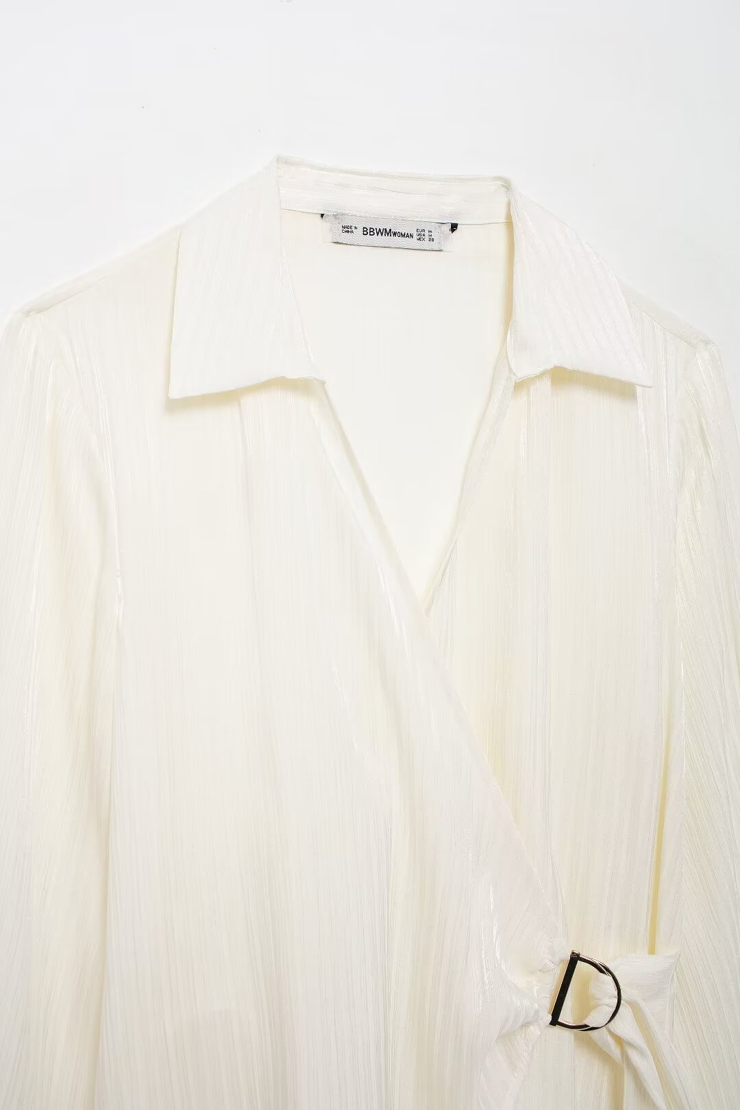 Summer Women Clothing Elegant Slightly Mature Bright Fabric Double Breasted Long Sleeve Shirt