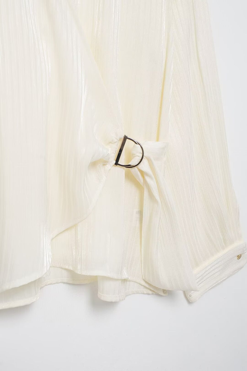 Summer Women Clothing Elegant Slightly Mature Bright Fabric Double Breasted Long Sleeve Shirt