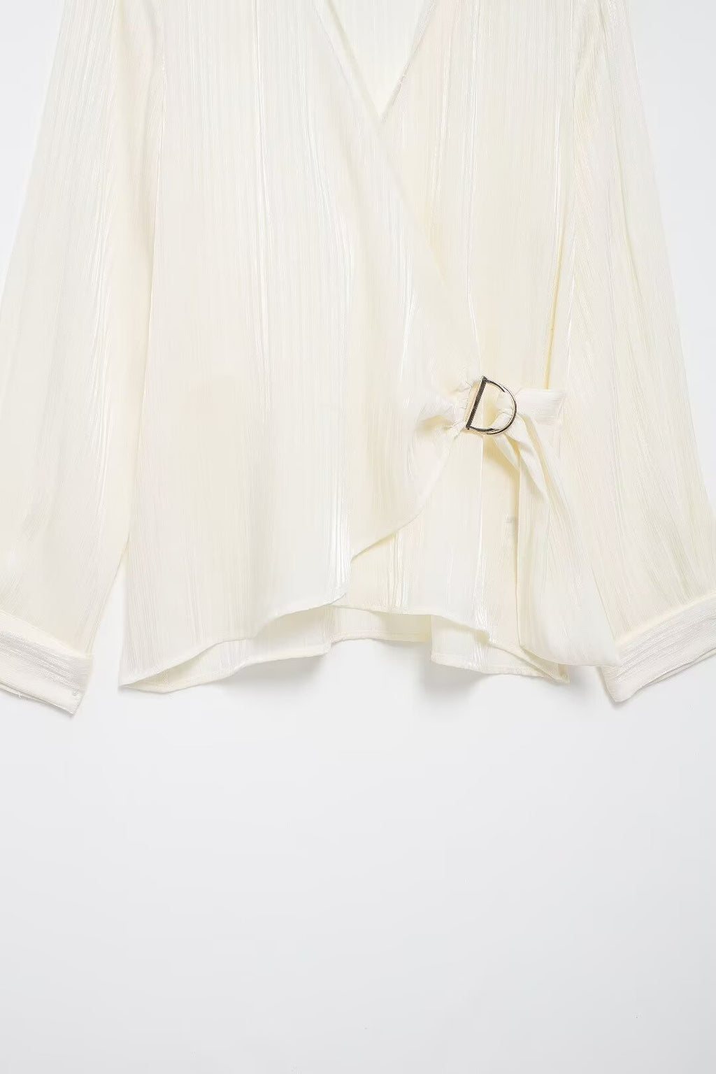 Summer Women Clothing Elegant Slightly Mature Bright Fabric Double Breasted Long Sleeve Shirt