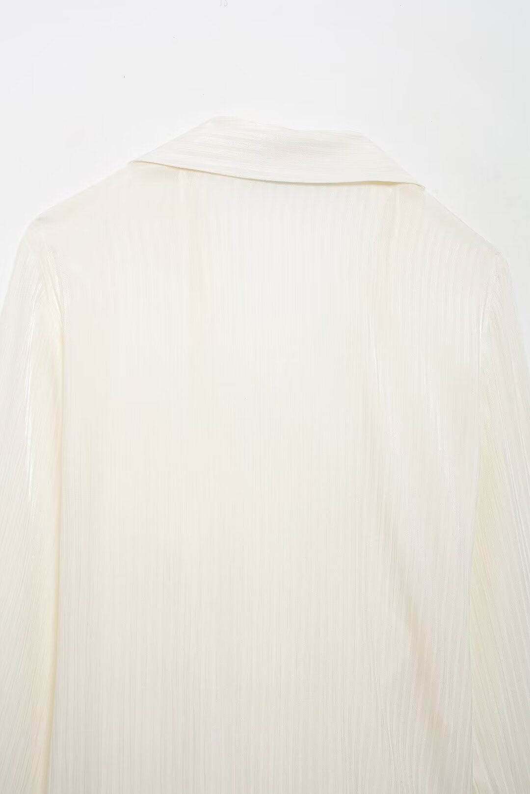 Summer Women Clothing Elegant Slightly Mature Bright Fabric Double Breasted Long Sleeve Shirt