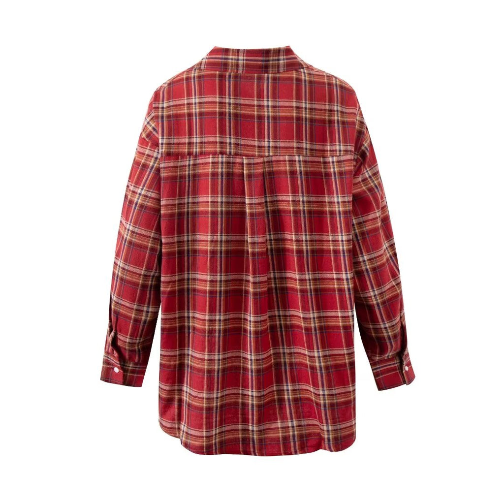 Women Plaid Long Sleeved Shirt Spring Autumn Shirts