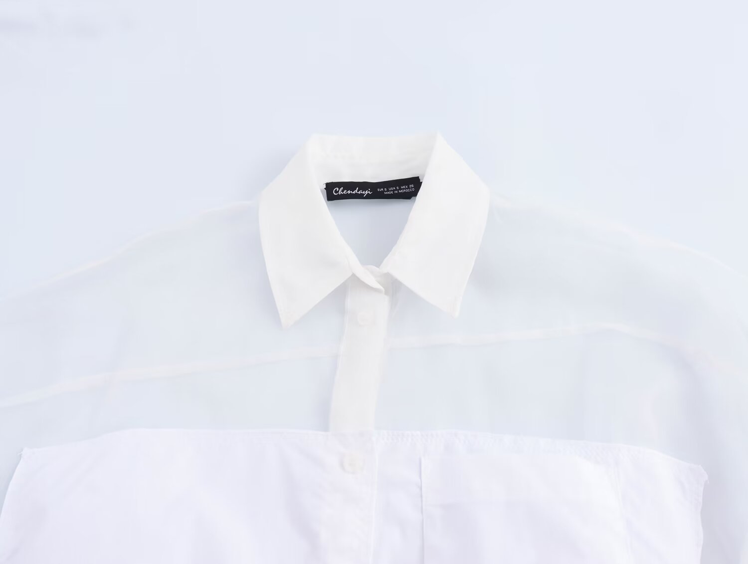 Women Solid Color Transparent Long Sleeve Loose Casual Shirt