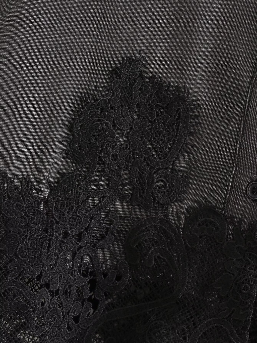 Fall Women Clothing Stylish Simple Imitation Denim Stitching Lace Long Sleeve Shirt