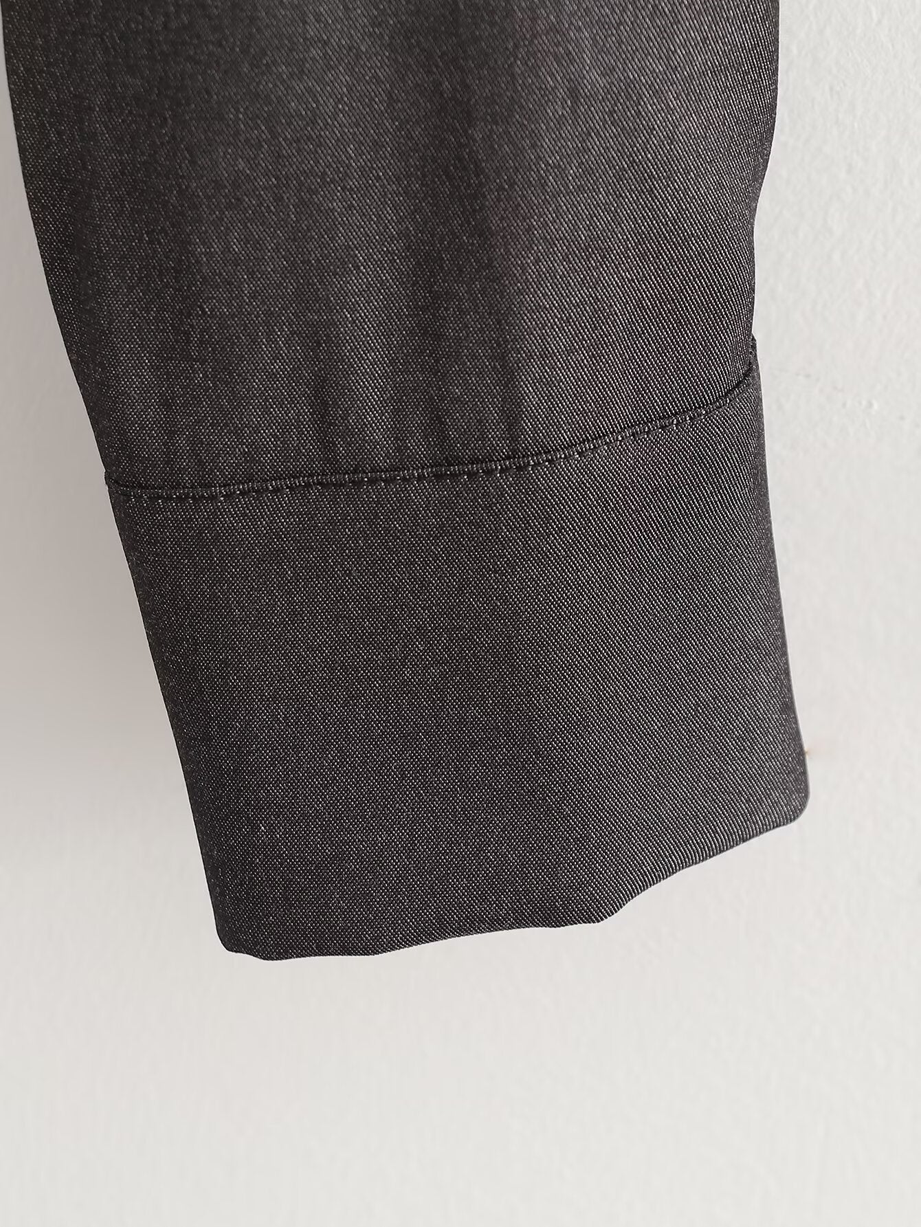 Fall Women Clothing Stylish Simple Imitation Denim Stitching Lace Long Sleeve Shirt