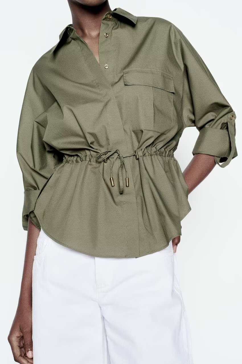 Fall Women Clothing Casual Simple All Matching Work Clothes Shirt