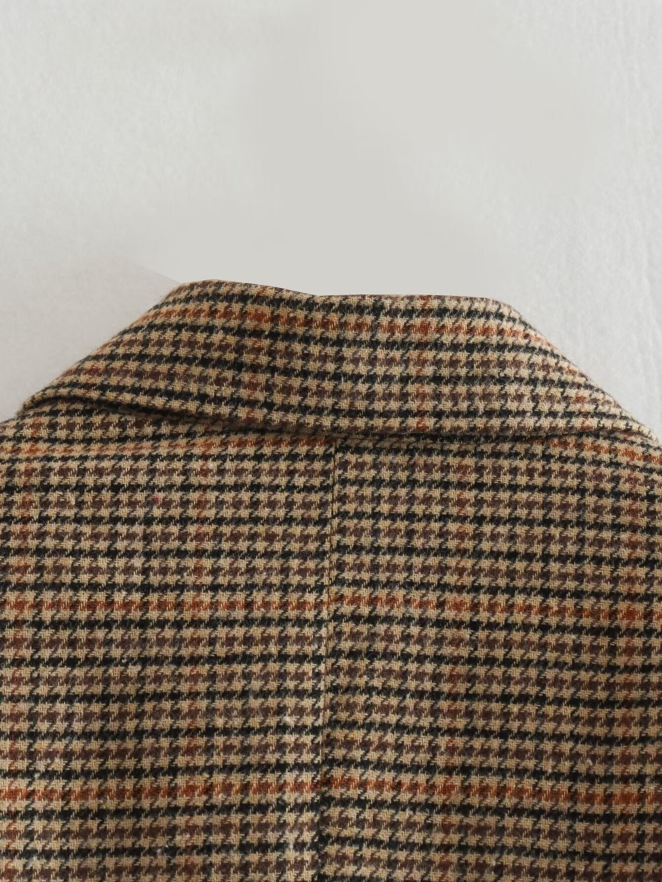 Ropa de otoño para mujer, blazer cruzado de manga larga con cuello entallado y pata de gallo cepillada