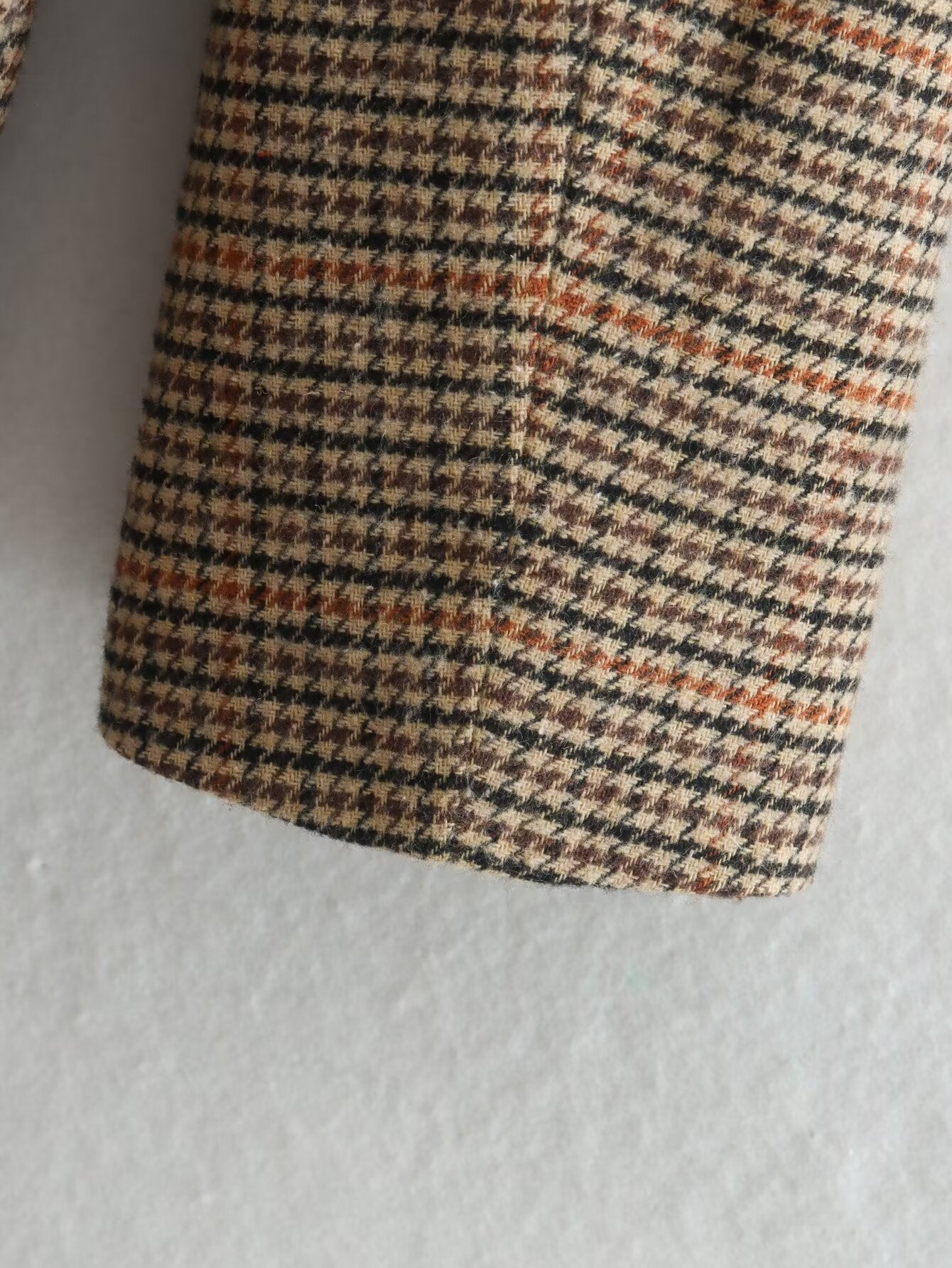 Ropa de otoño para mujer, blazer cruzado de manga larga con cuello entallado y pata de gallo cepillada