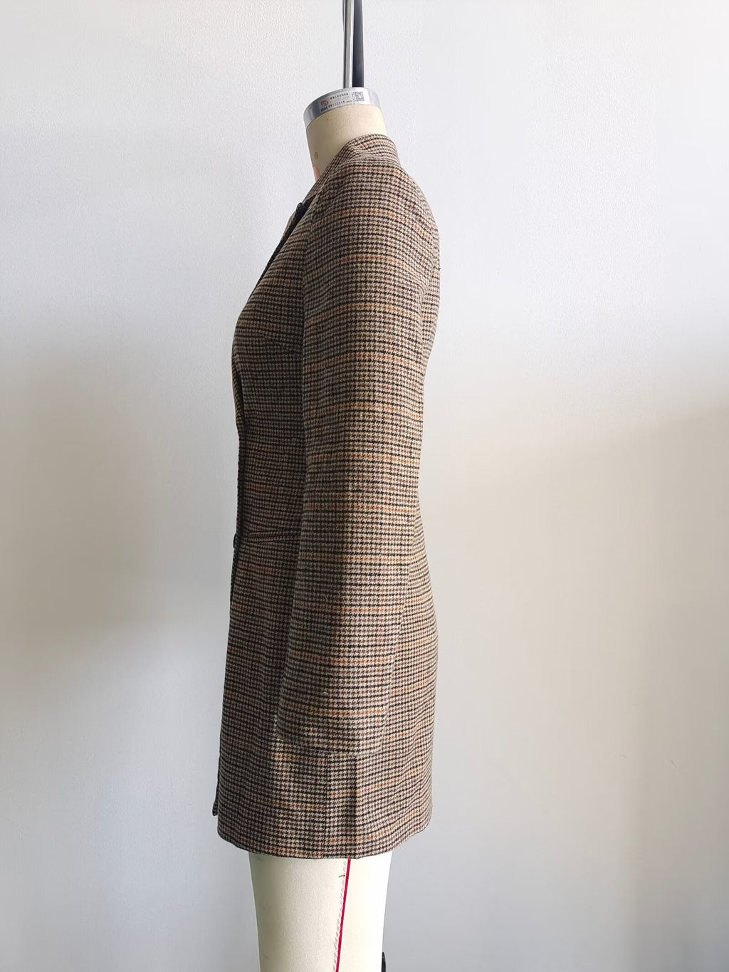 Ropa de otoño para mujer, blazer cruzado de manga larga con cuello entallado y pata de gallo cepillada