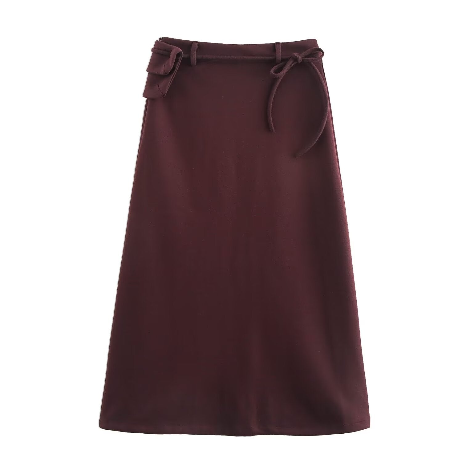 Autumn Winter Women Herringbone Independent Pocket Midi Skirt