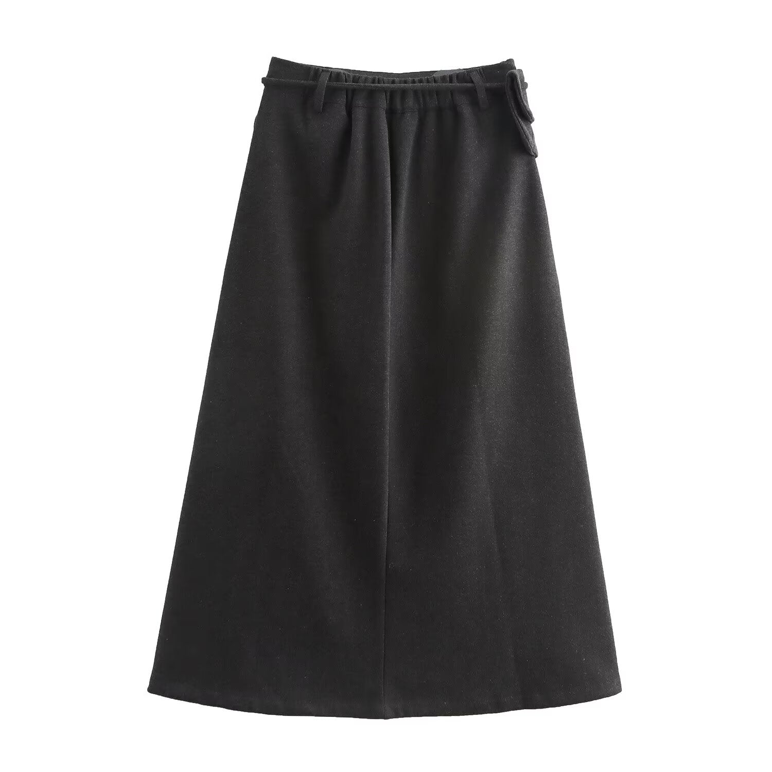 Autumn Winter Women Herringbone Independent Pocket Midi Skirt