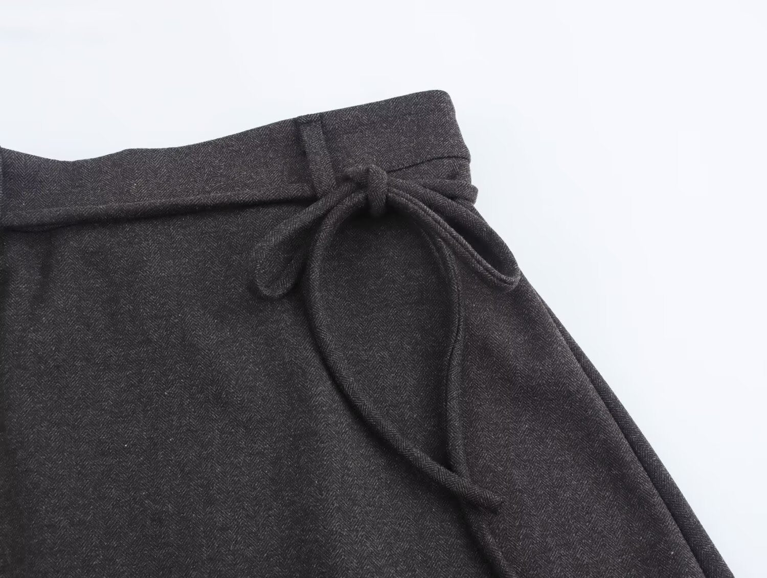Autumn Winter Women Herringbone Independent Pocket Midi Skirt