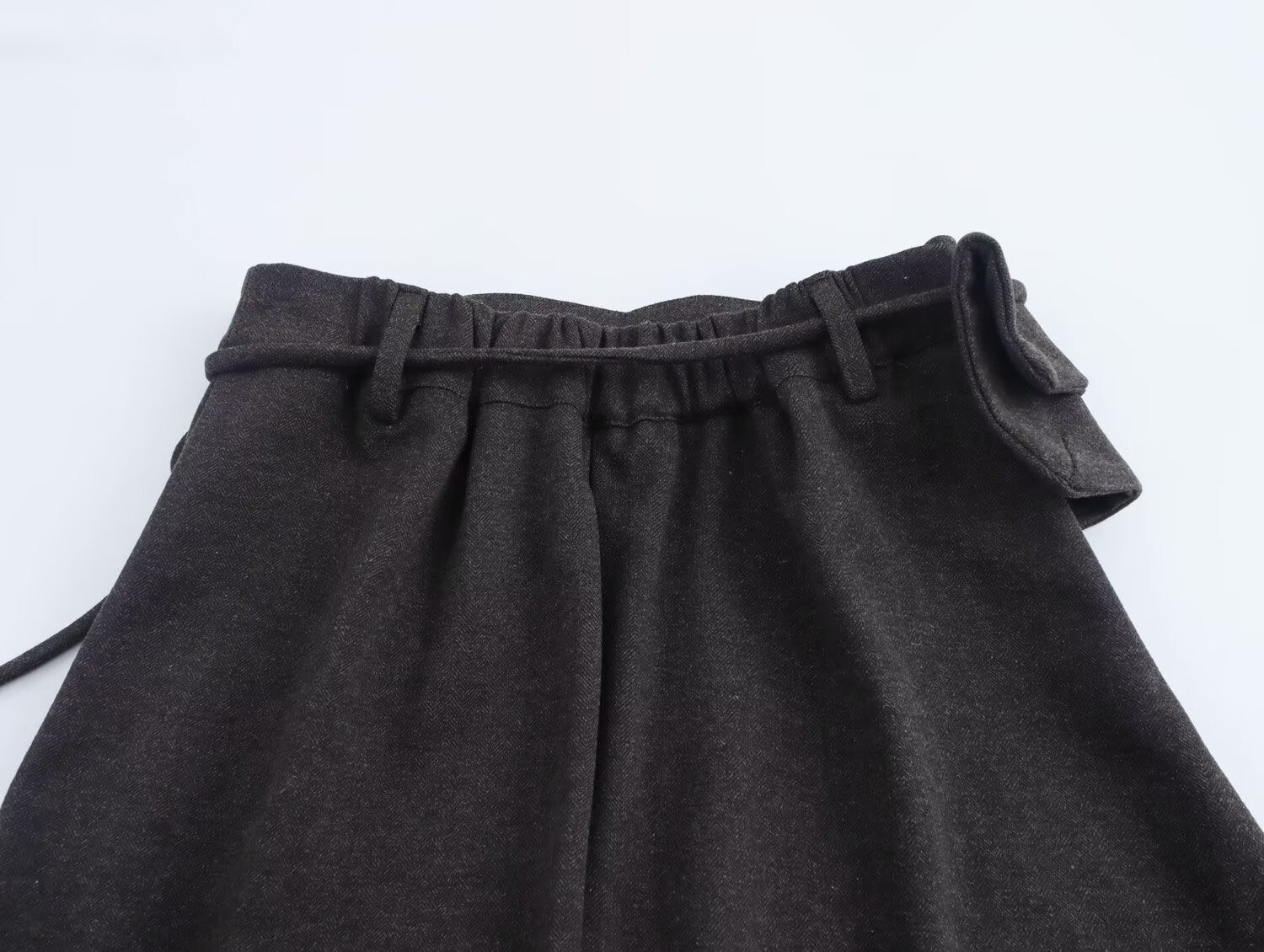 Autumn Winter Women Herringbone Independent Pocket Midi Skirt