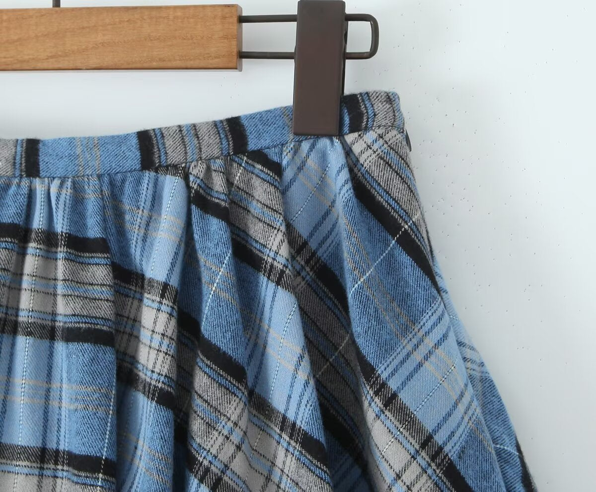 Preppy Plaid Pettiskirt for Women Early Autumn All Matching Slim Fit Short Skirt
