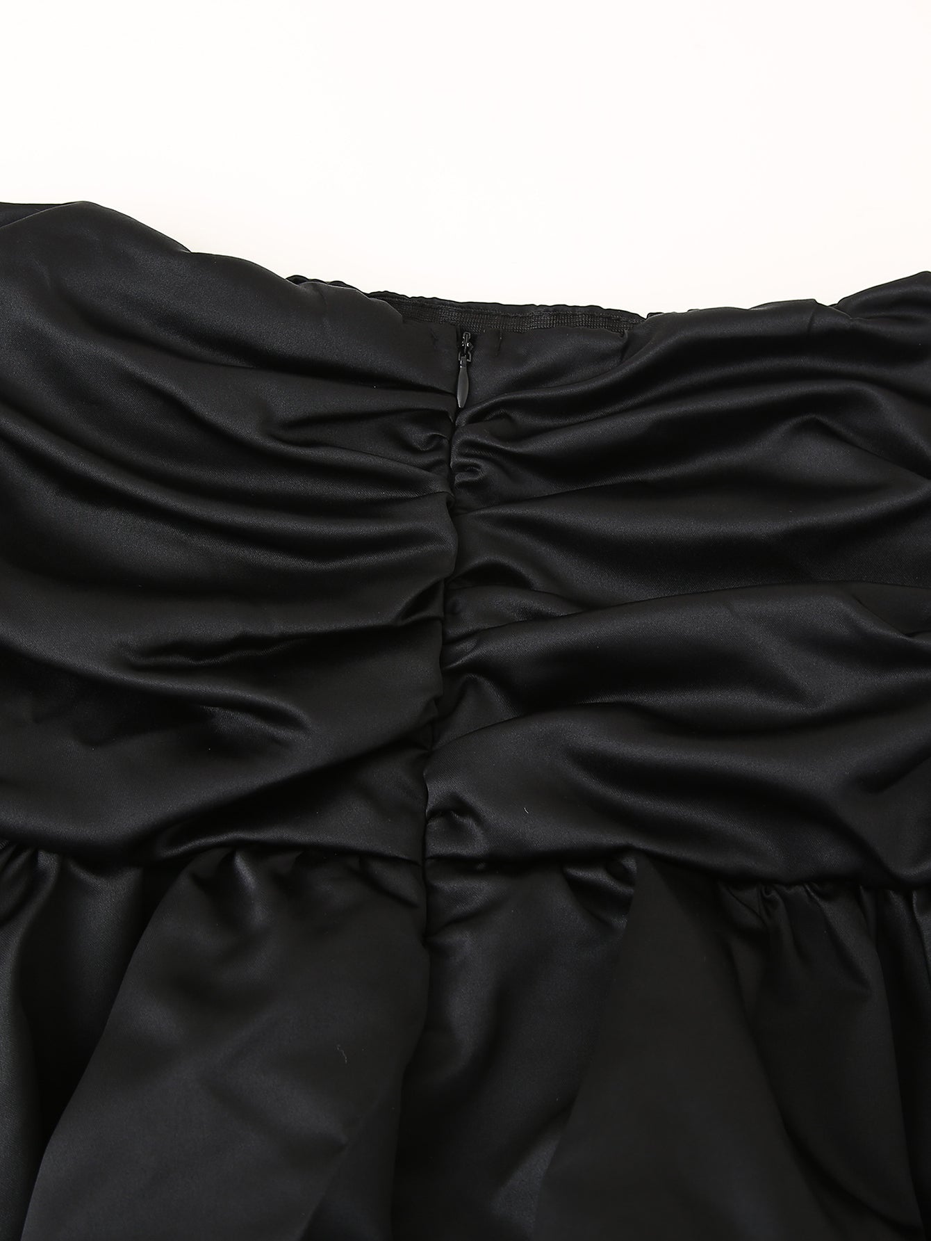 Falda abullonada de satén con diseño elegante, sencilla e informal para mujer de otoño