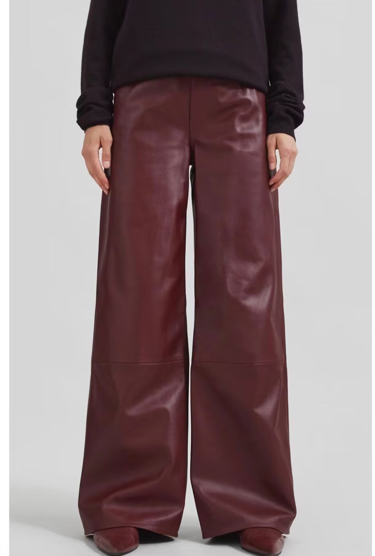 High Waist Wide Leg Faux Leather Pants Women Autumn Winter Soft Simulation Loose Casual Trousers Slimming Straight Pants