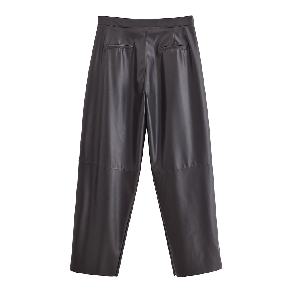 Women All Match Leather Balloon Trousers
