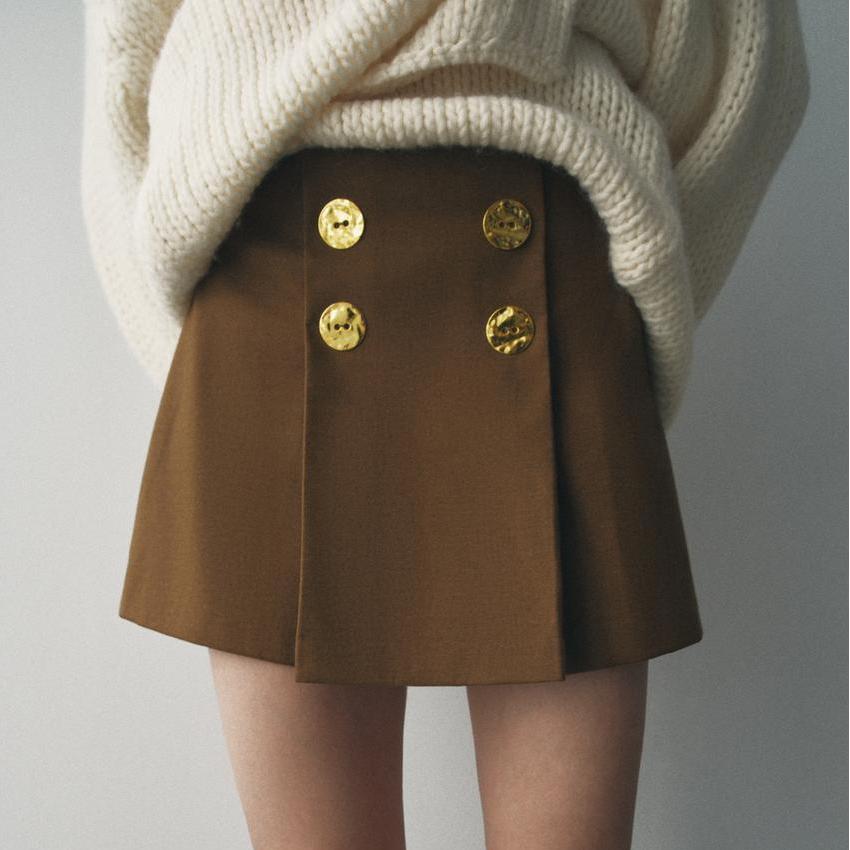 Women Clothing Autumn Winter High Waist Slim Fit Skirt Retro Pleated Skirt