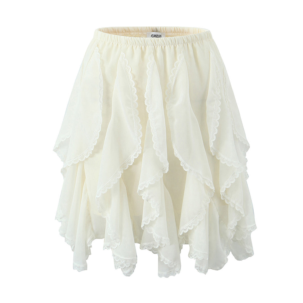 Winter Lace Ribbon Elastic Waist Teenage Casual Travel Skirt