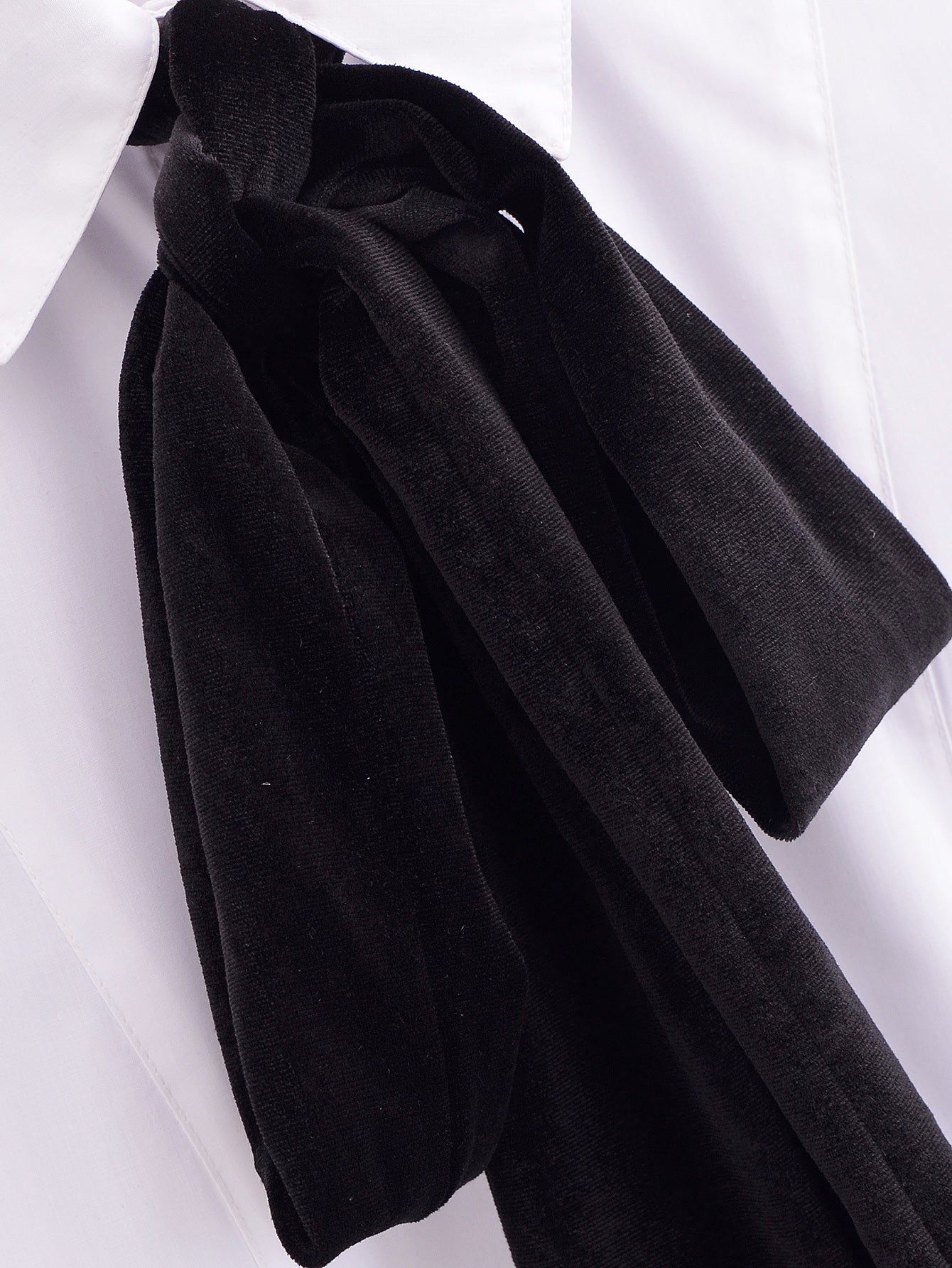 Winter Women Clothing Velvet Bowknot Decoration Office Shirt